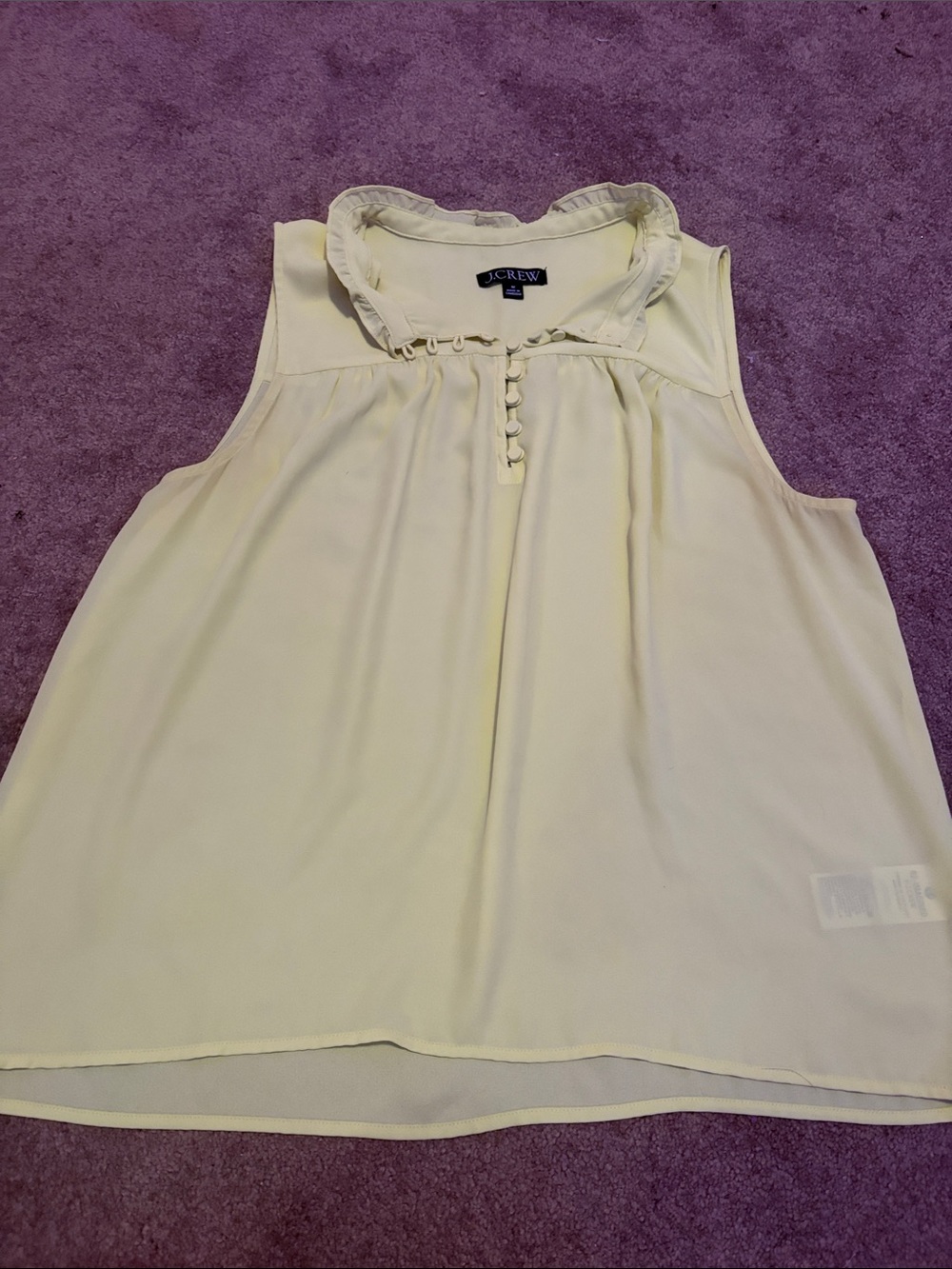 J. Crew Sleeveless Ruffle Collar Shell in Yellow